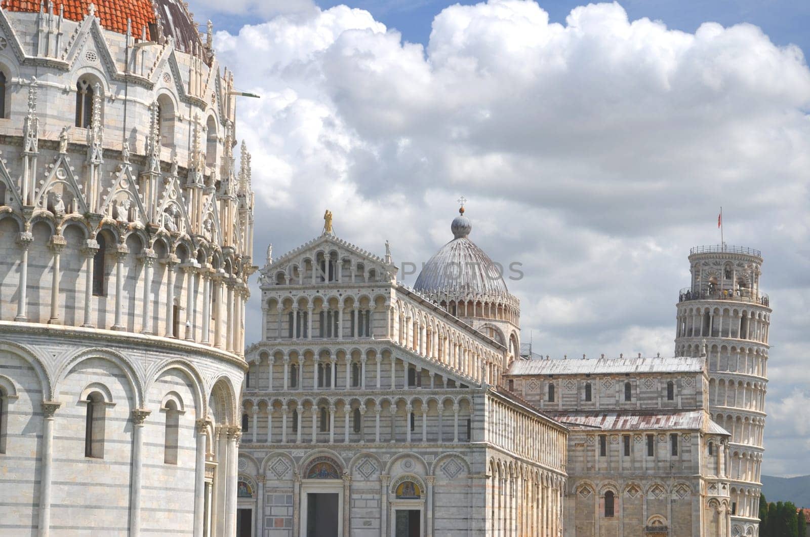 The Leaning Tower on Square of Miracles in Pisa, Tuscany in Italy