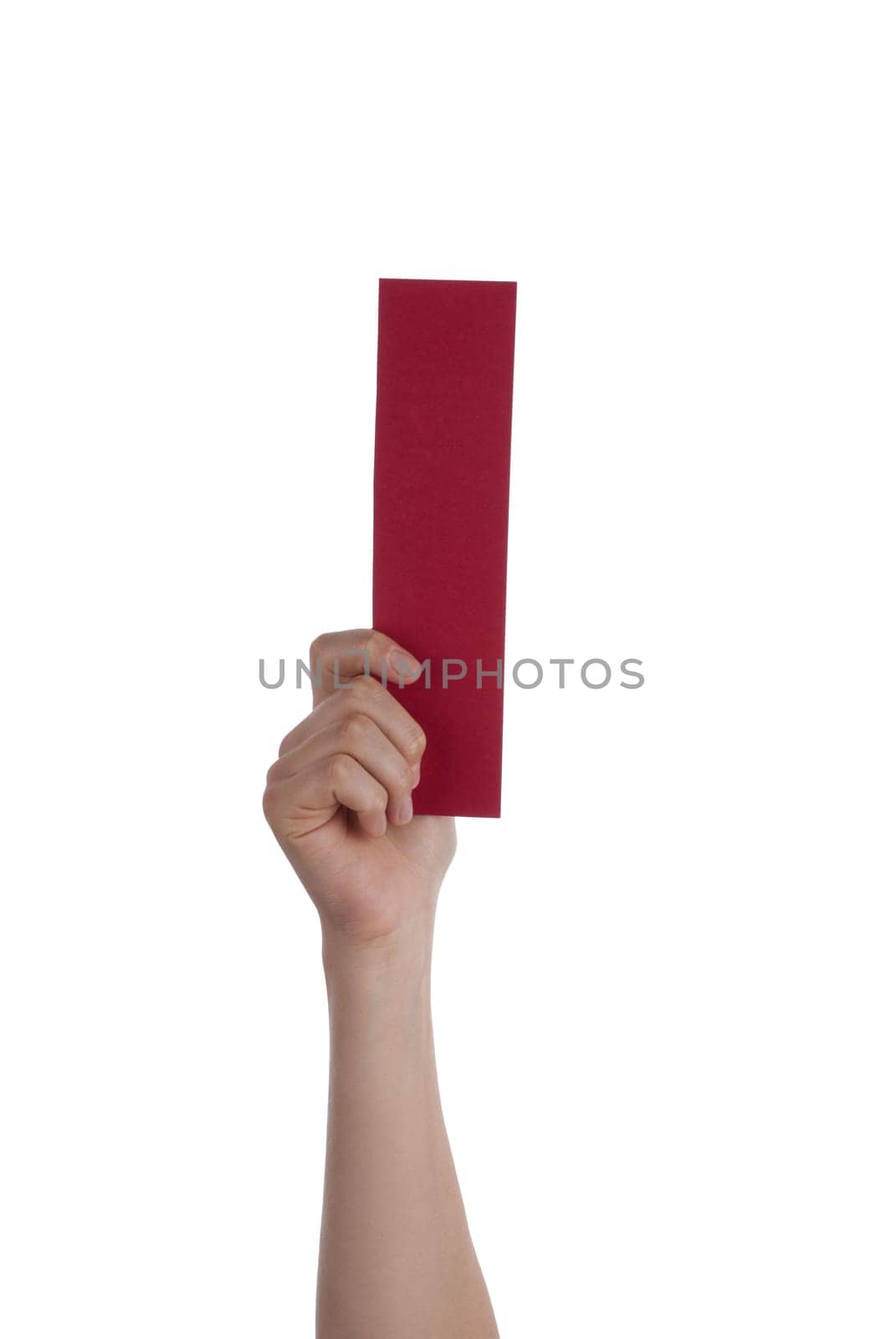 A Hand Holds the Red Letter I, White Background