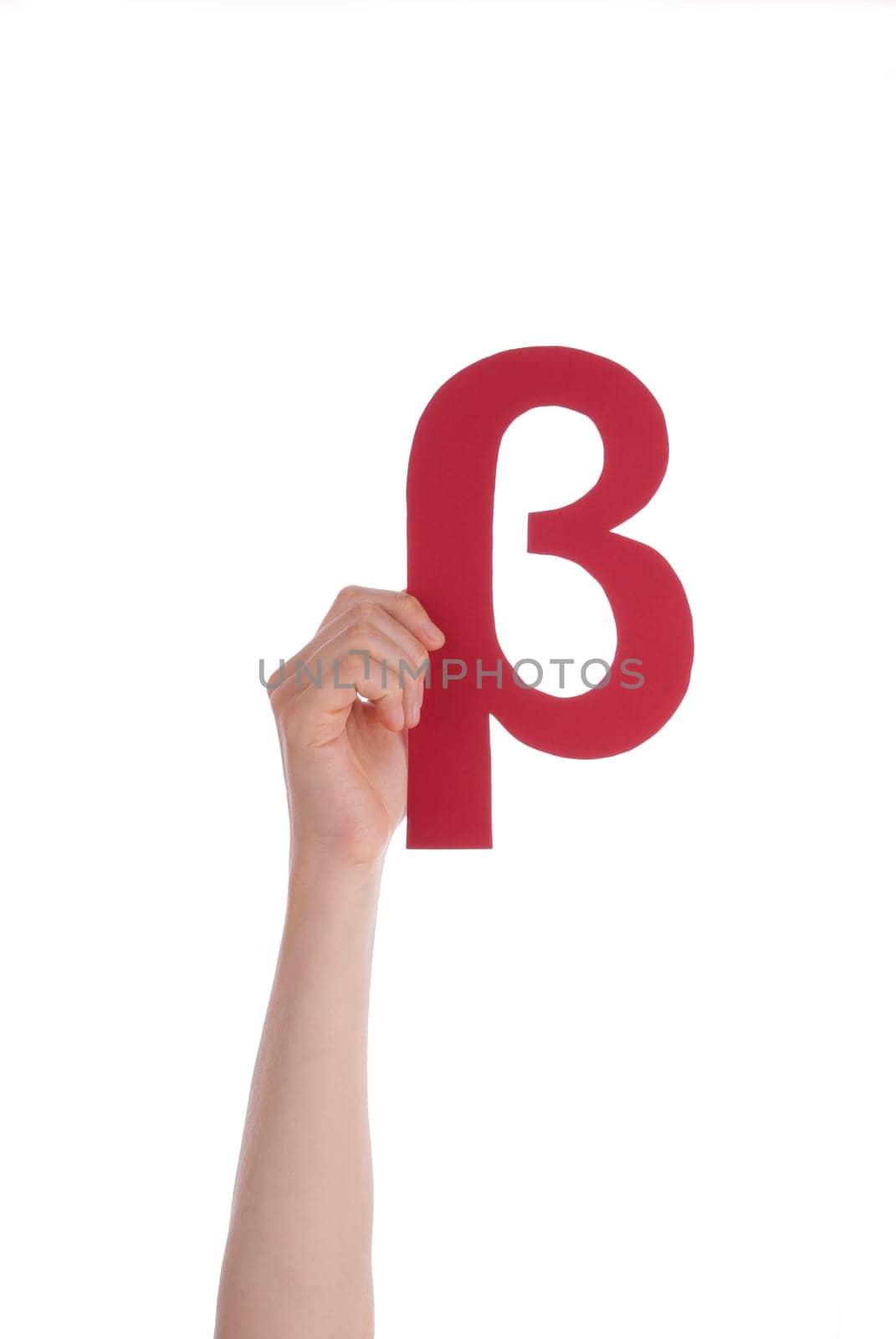 Hand Holds a Red German Letter, Isolated