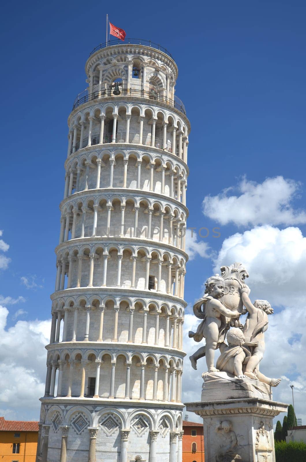 The statue of angels on Square of Miracles in Pisa, Italy