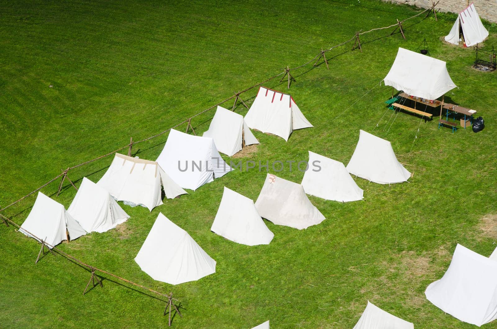 camp on the green lawn