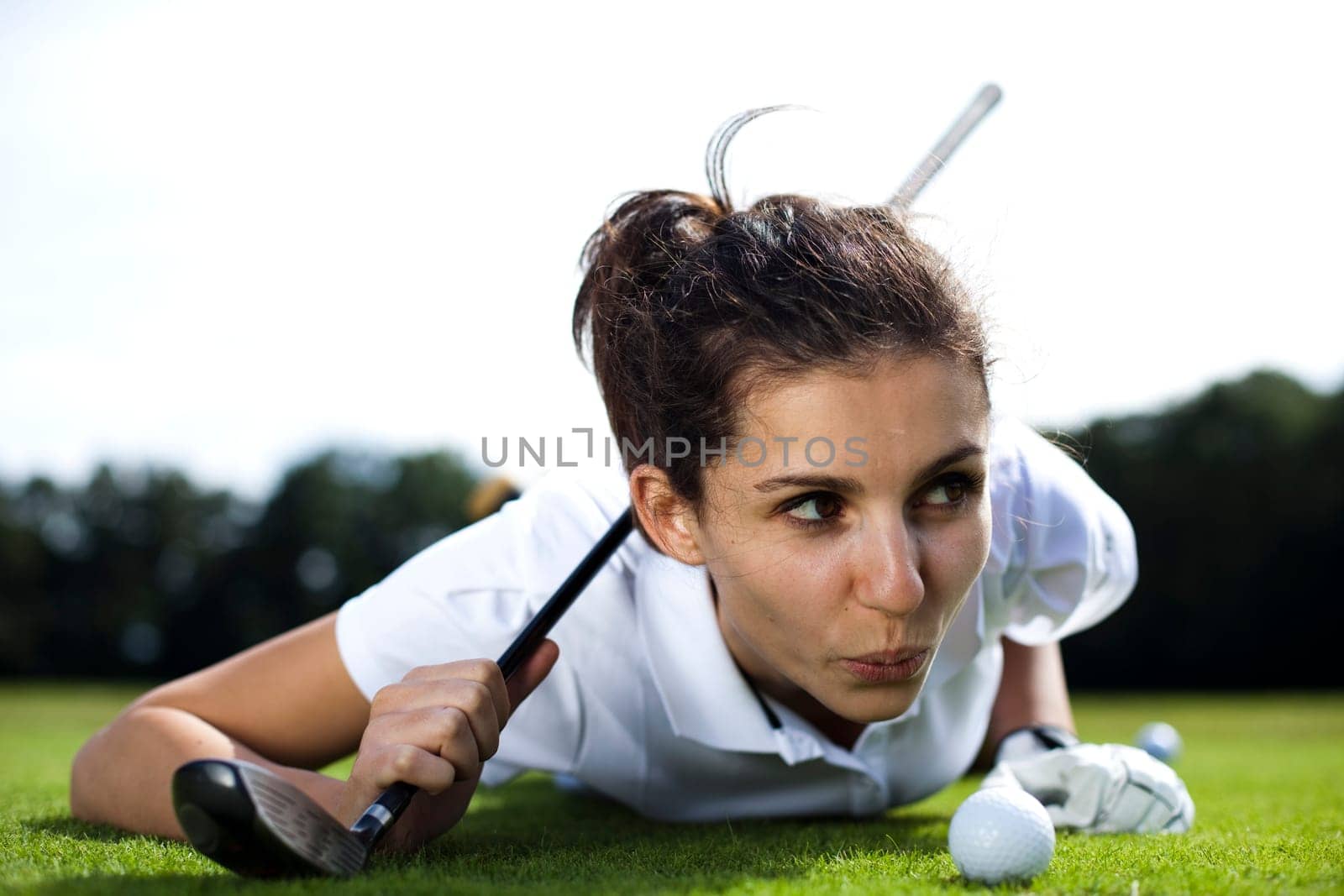 Woman playing golf