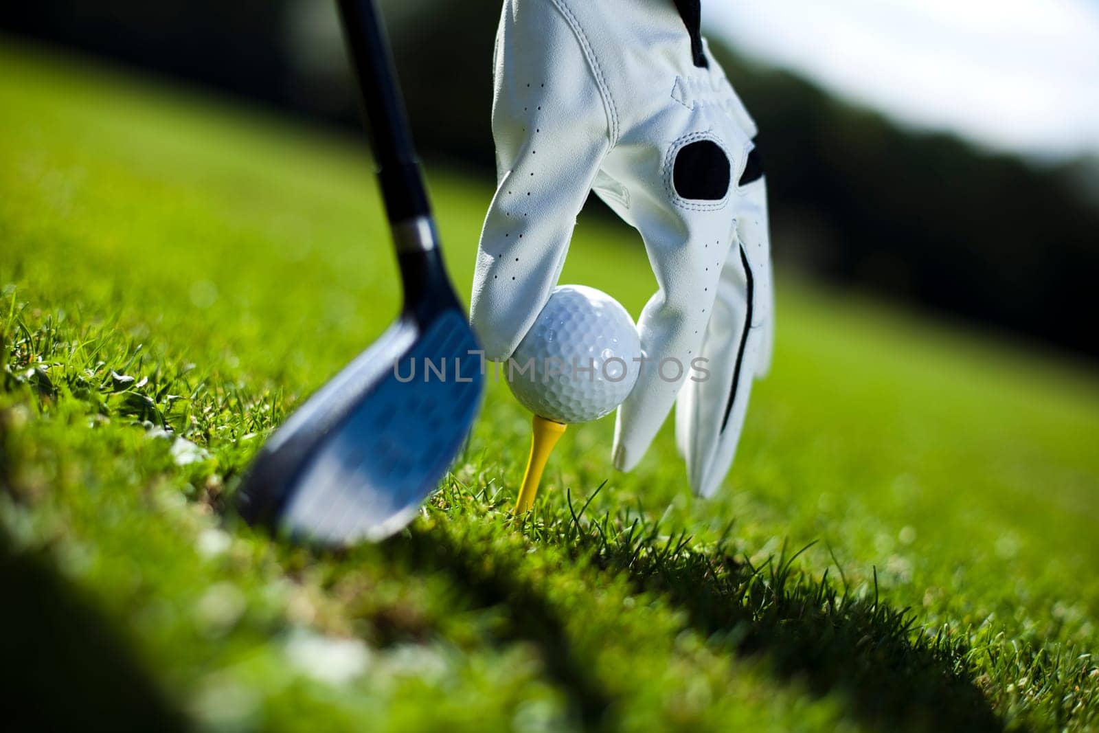 Playing golf, ball