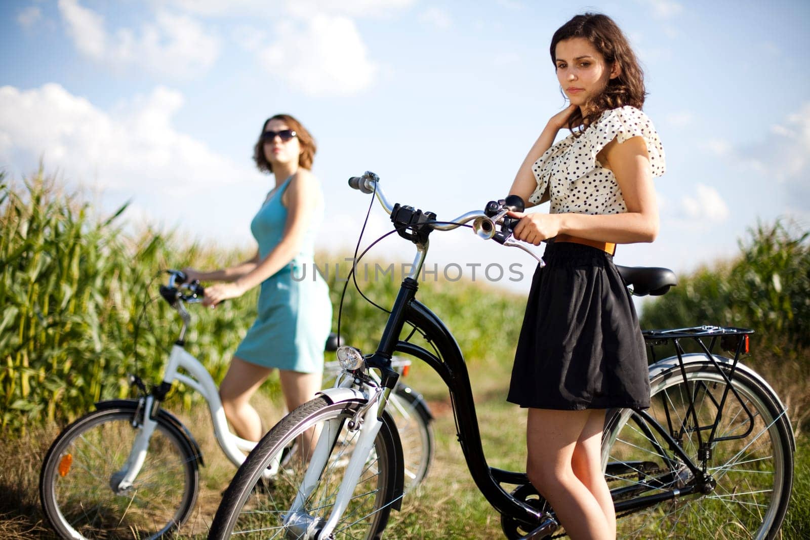 Girls on bike tour, enjoying