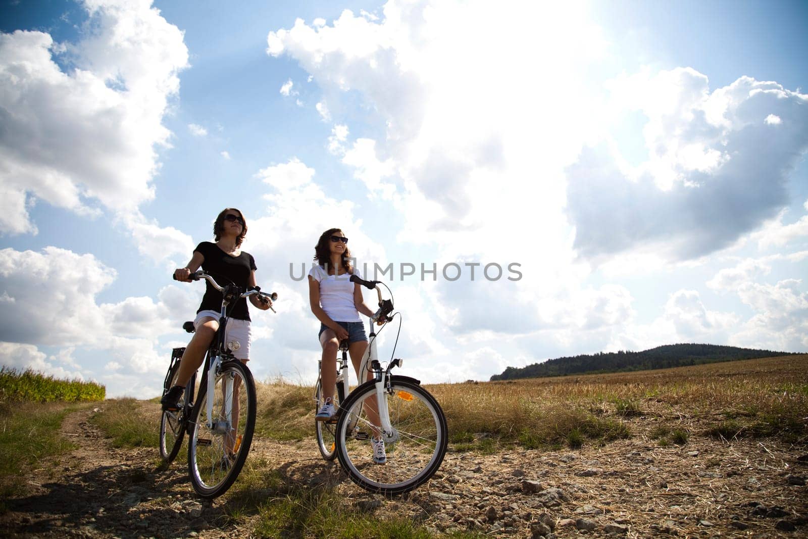 Young woman riding bike