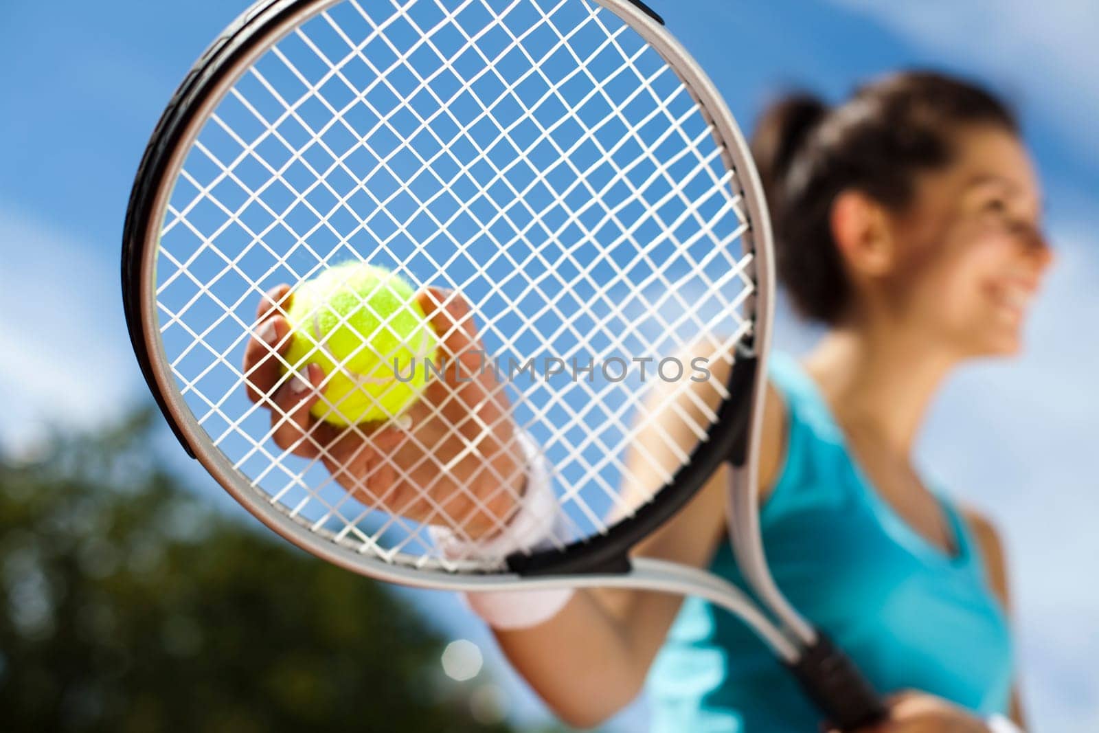 Playing tennis