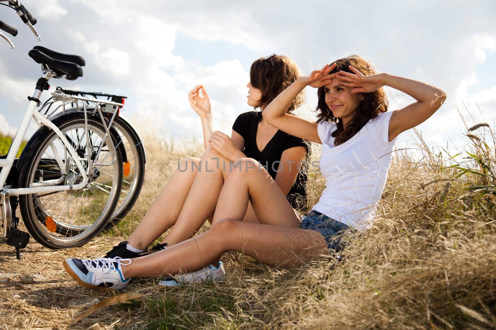 Young woman riding a bicycle