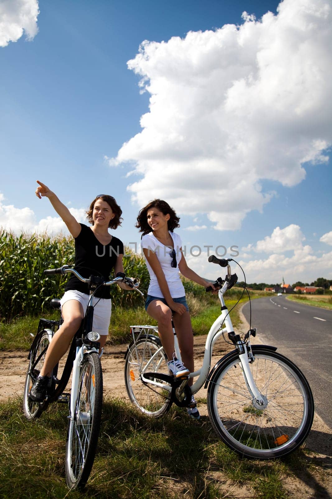 Young woman riding a bicycle