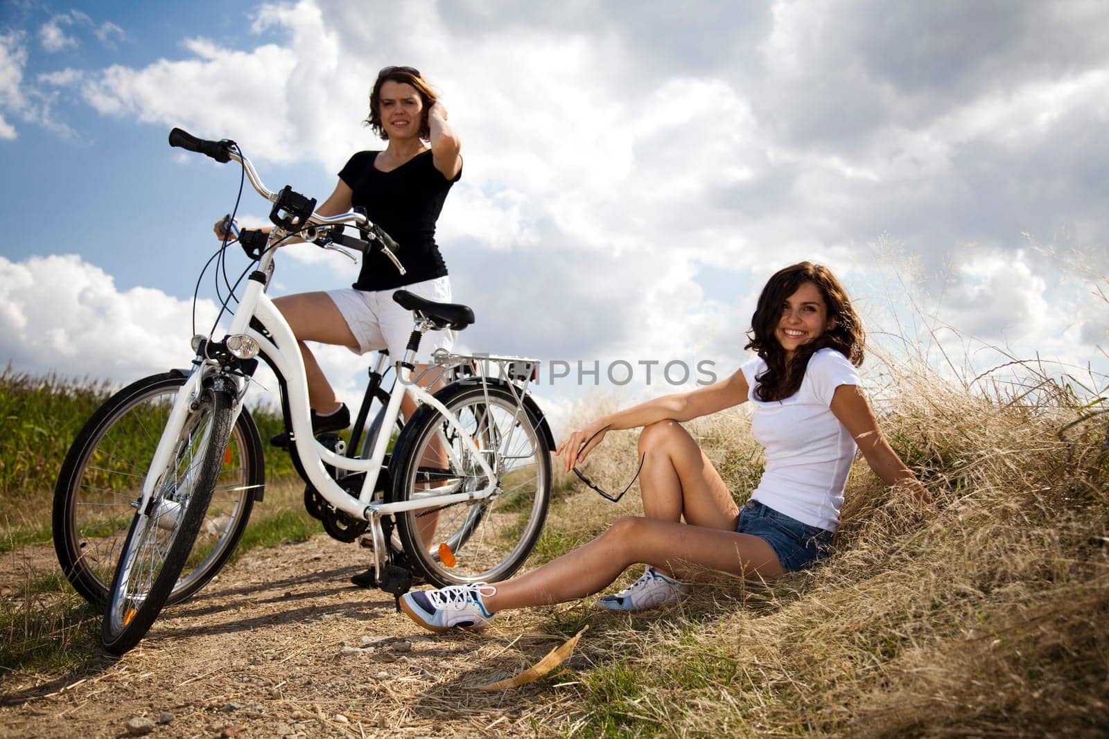 Young woman riding a bicycle