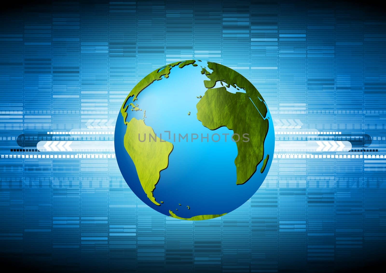 Blue technology design with grunge globe. Vector background eps 10