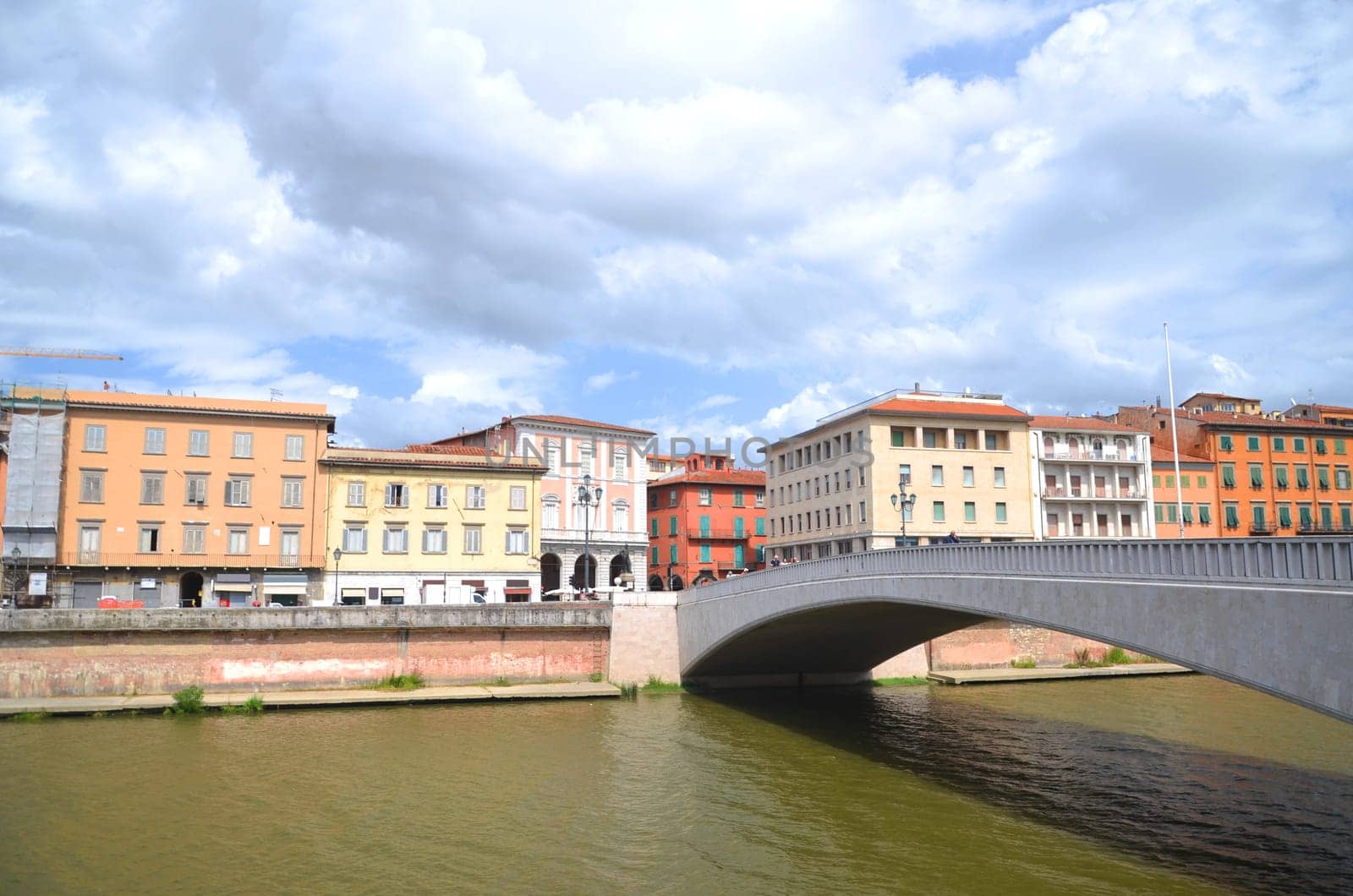 Mezzo Bridge over Arno river in Pisa, Italy