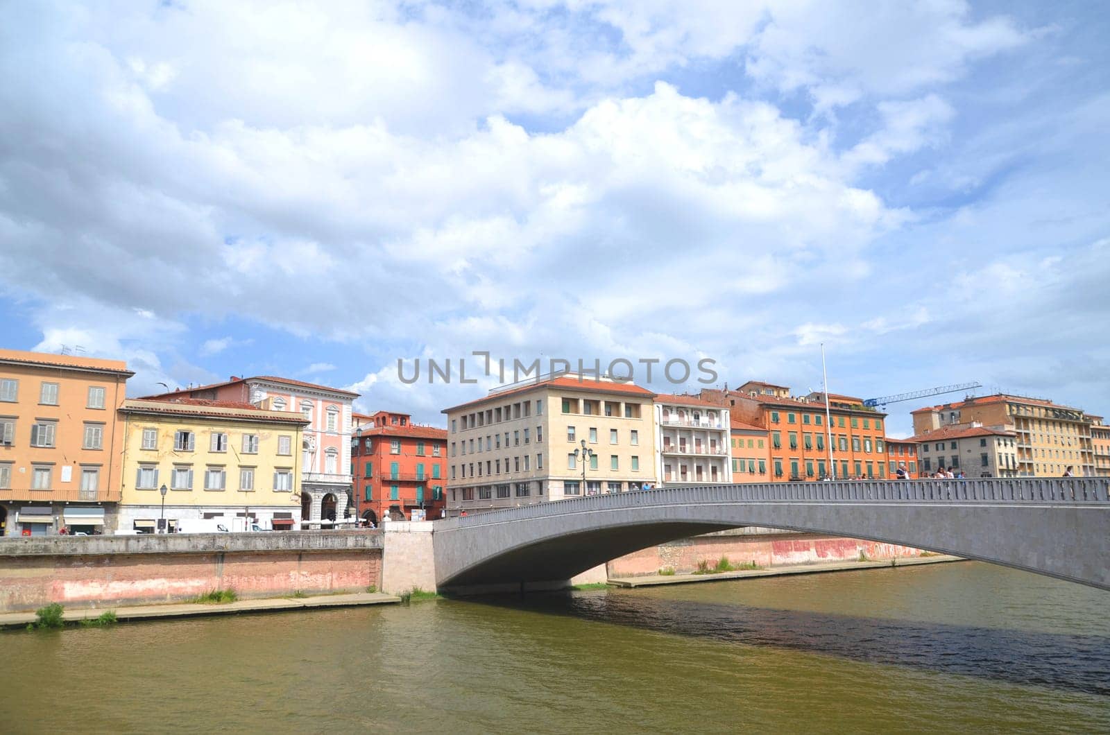 Mezzo Bridge over Arno river in Pisa, Italy
