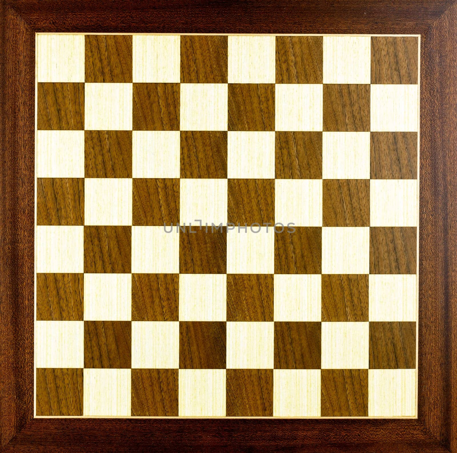 Old wooden chess board isolated