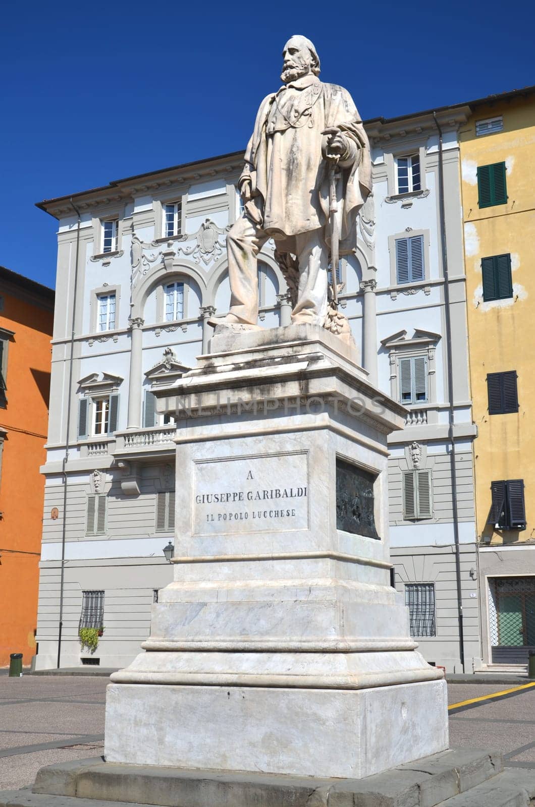 The statue of Giuseppe Garibaldi in Lucca, Tuscany in Italy