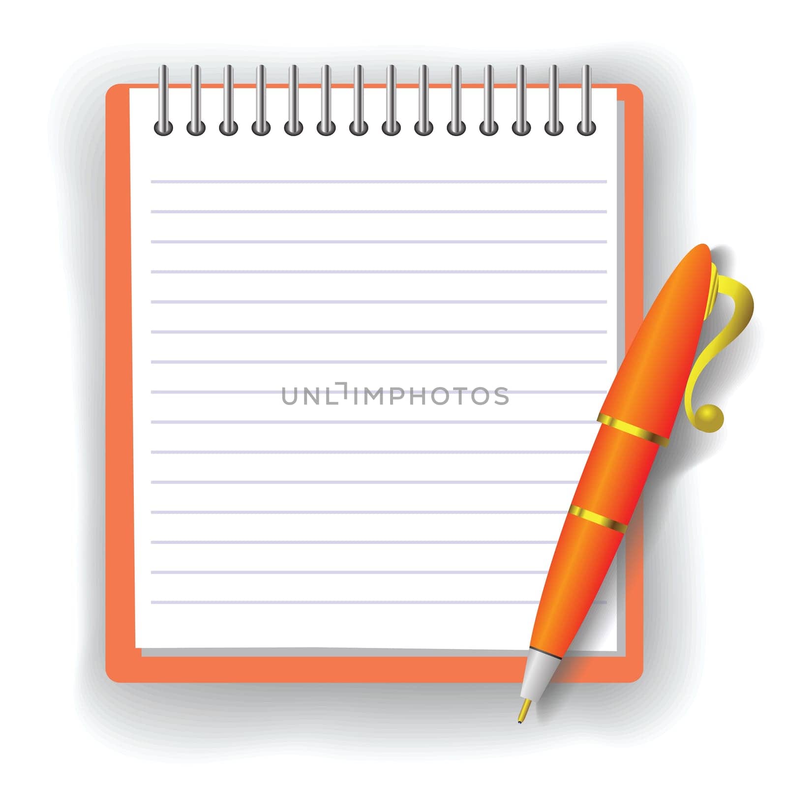 colorful illustration with notebook and pen for your design