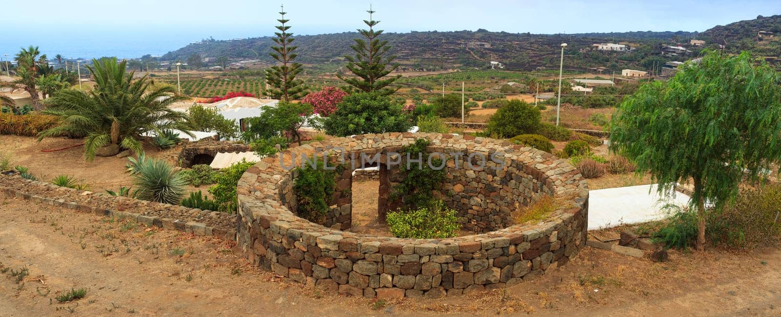 View of tipycal Jardin in Pantelleria, Sicily