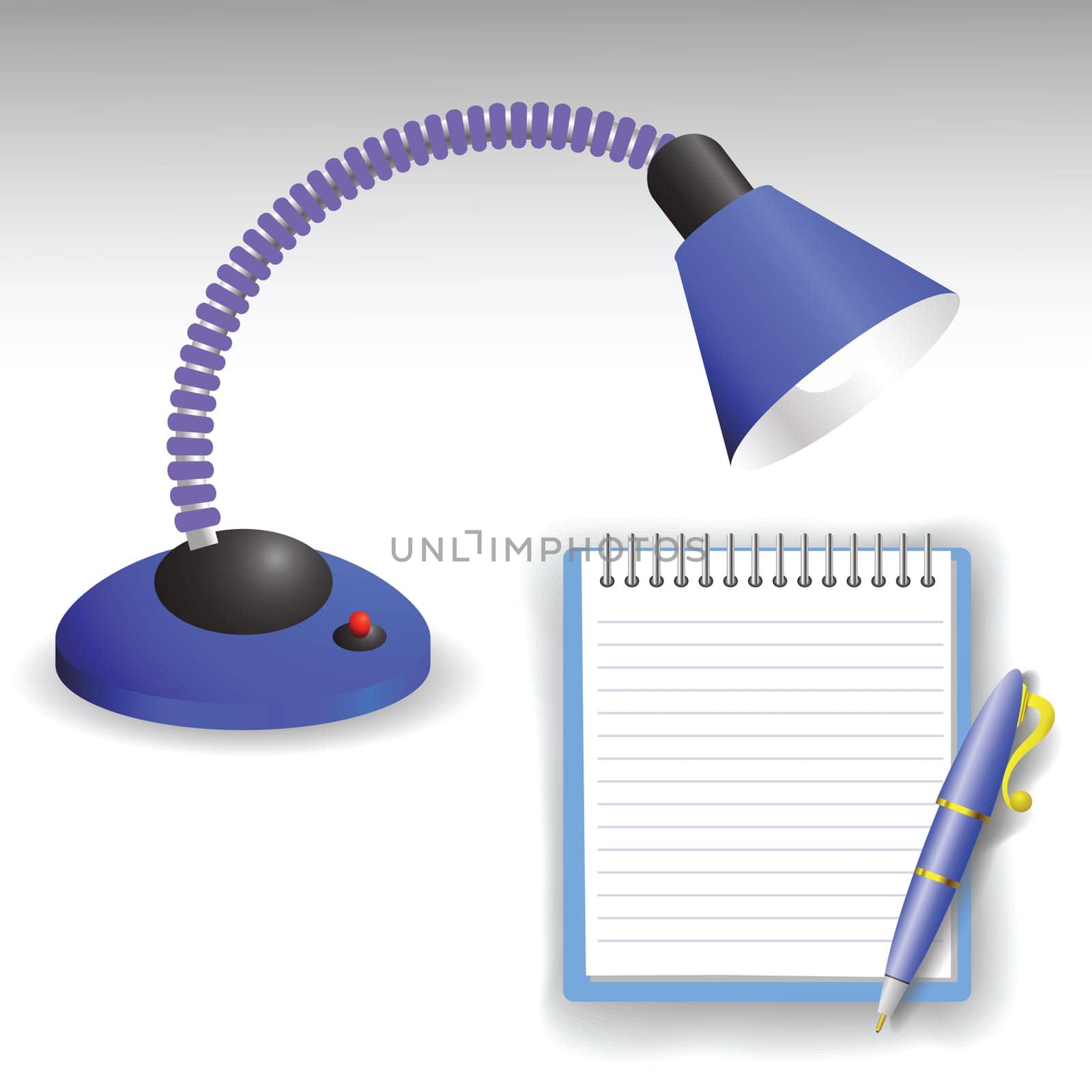 colorful illustration with desk lamp and pen  for your design