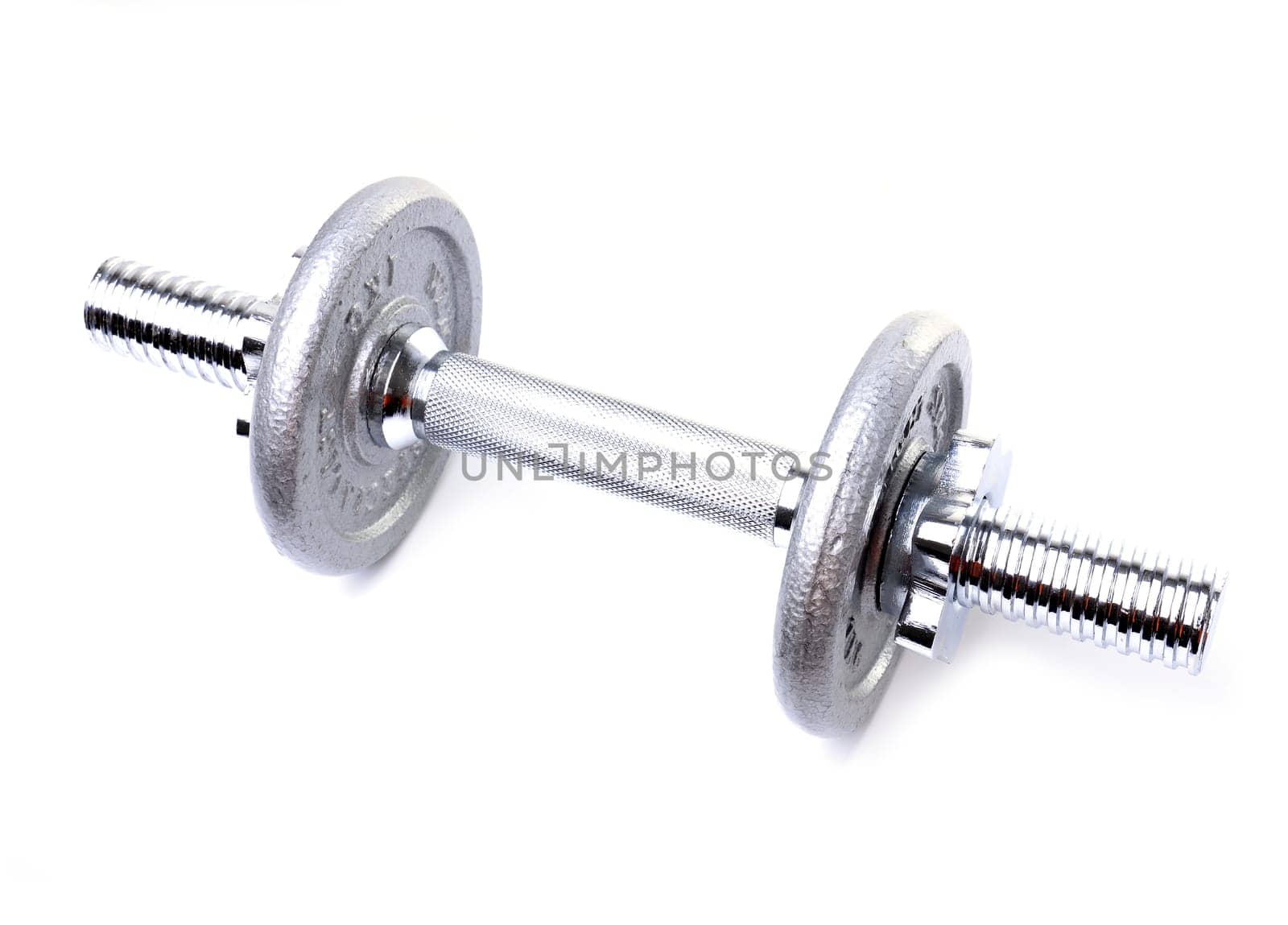 Dumbell weights on white background
