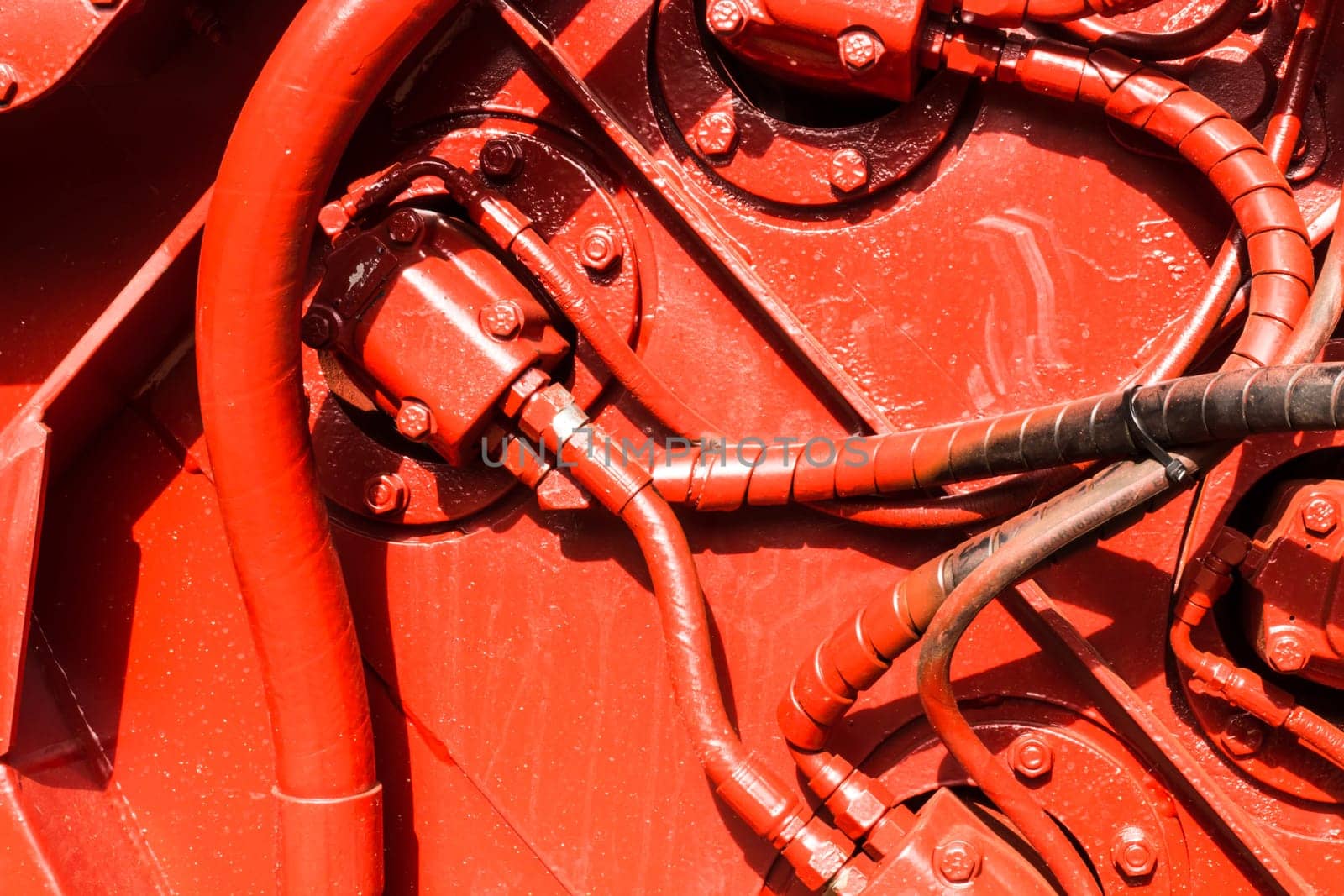 Car engine. Sugar cane harvest.