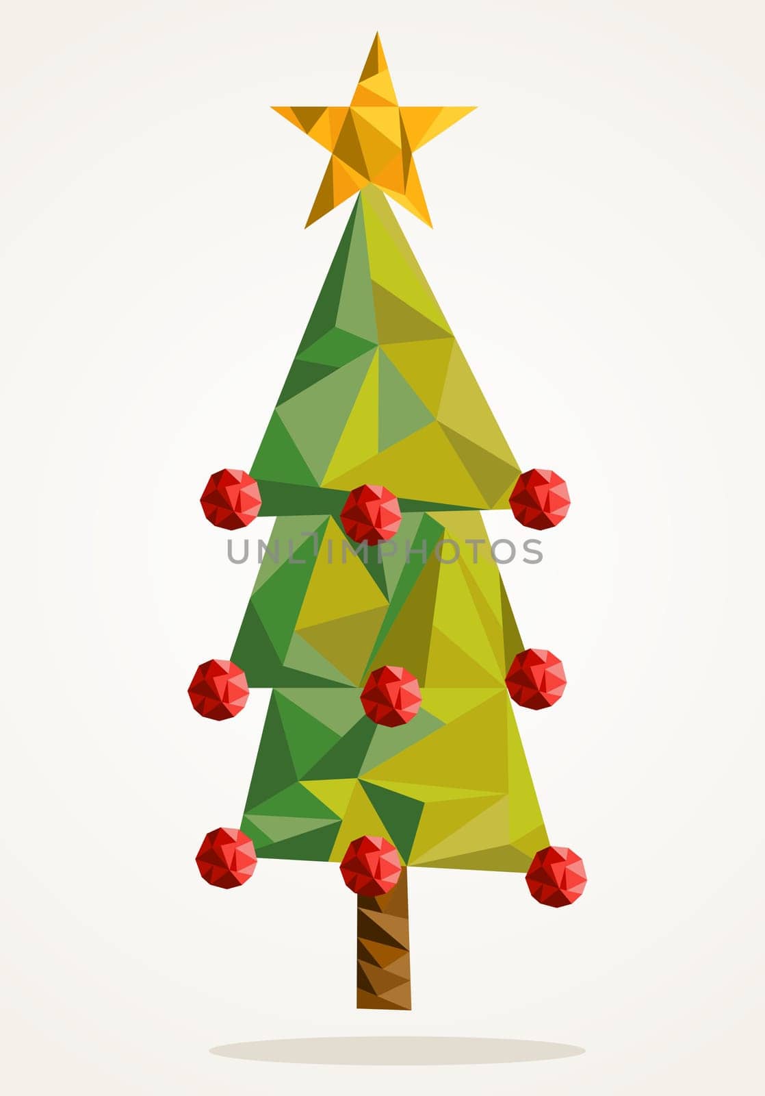 Isolated Merry Christmas colorful bauble tree and star, geometric composition. EPS10 vector file organized in layers for easy editing.