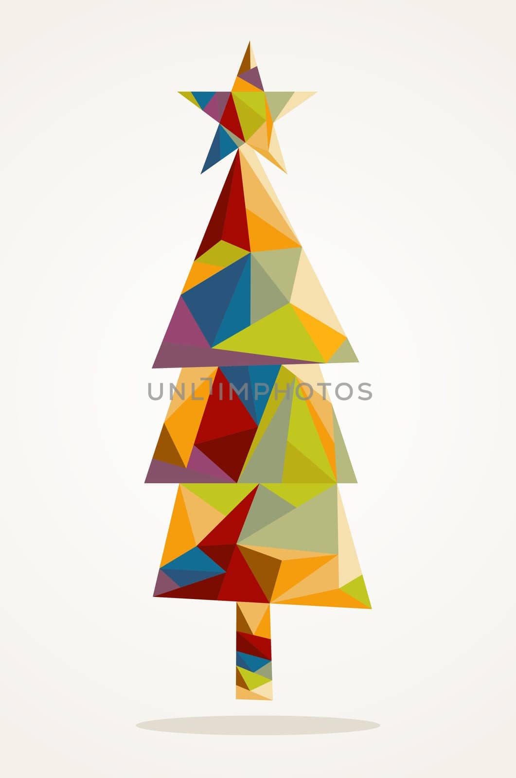 Isolated Merry Christmas colorful abstract tree, geometric composition. EPS10 vector file organized in layers for easy editing..