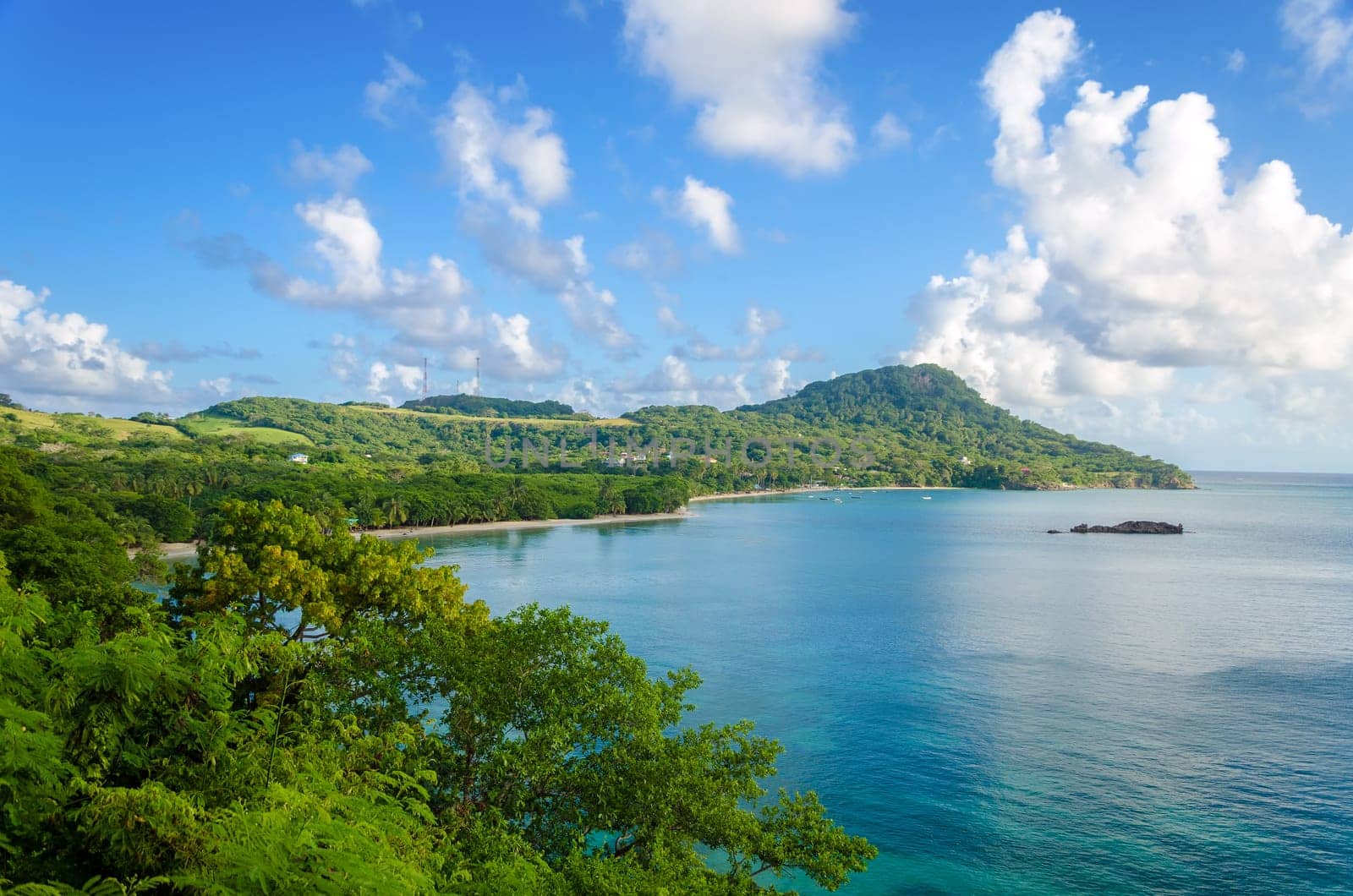 Wide view of Caribbean island of San Andres y Providencia, Colombia