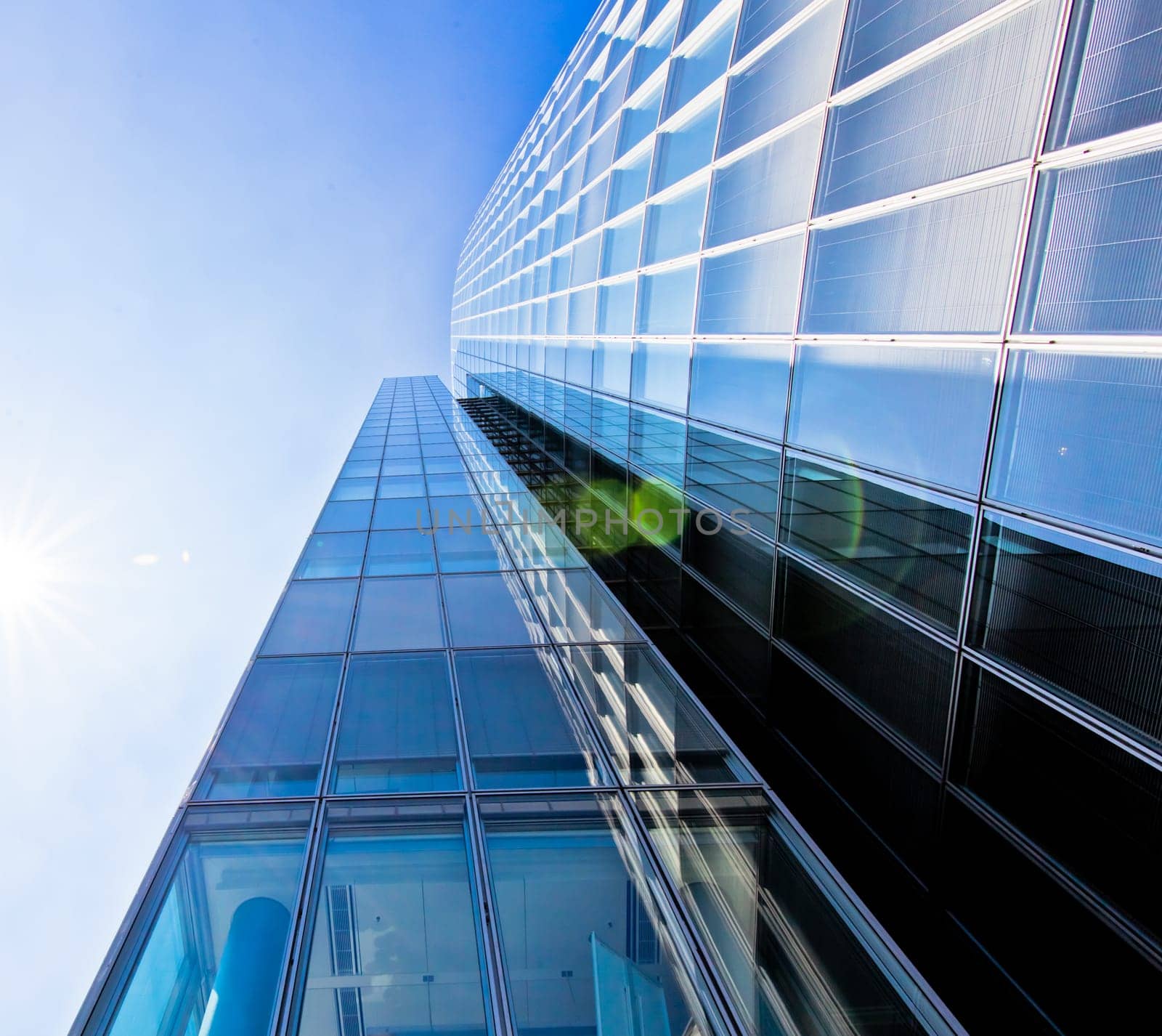 office buildings.  Modern glass building exterior