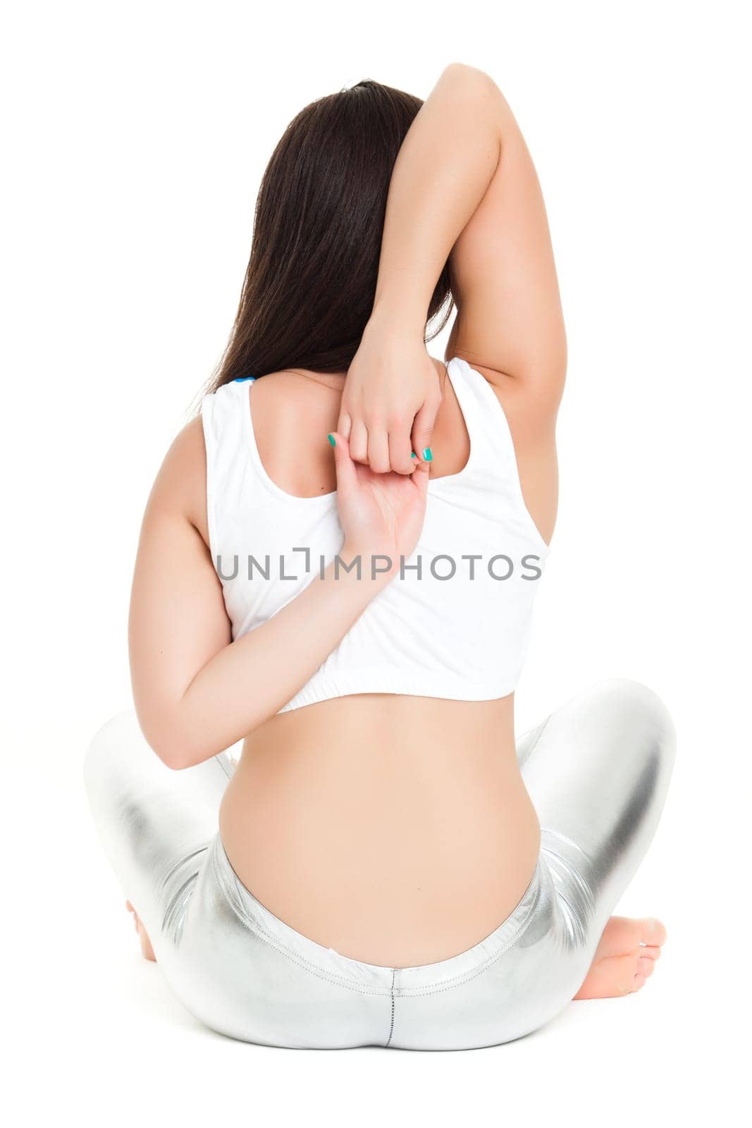 Beautiful woman doing yoga isolated on white background.