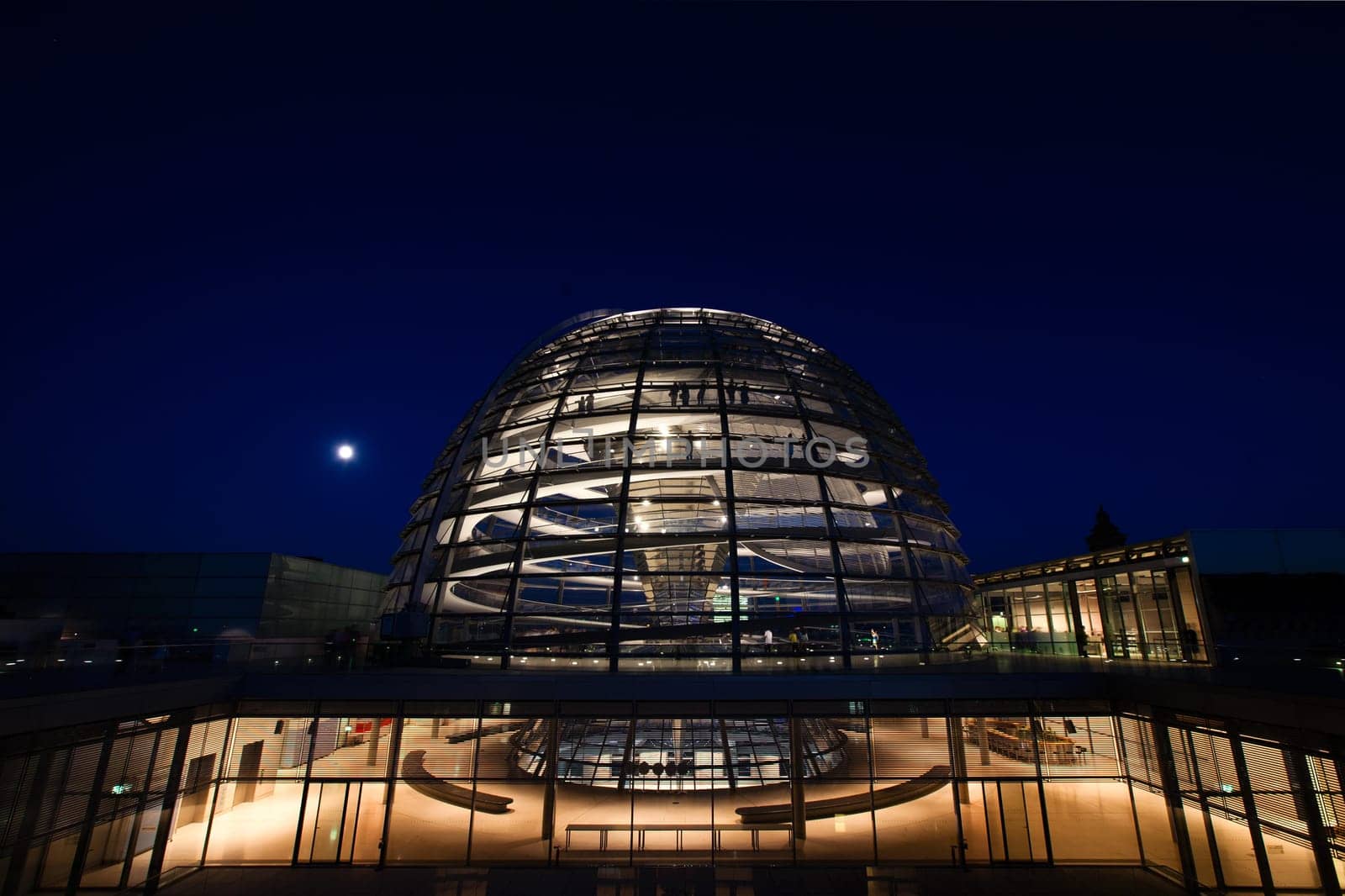 The glass dome of the Reichstag in Berlin, Germany.
