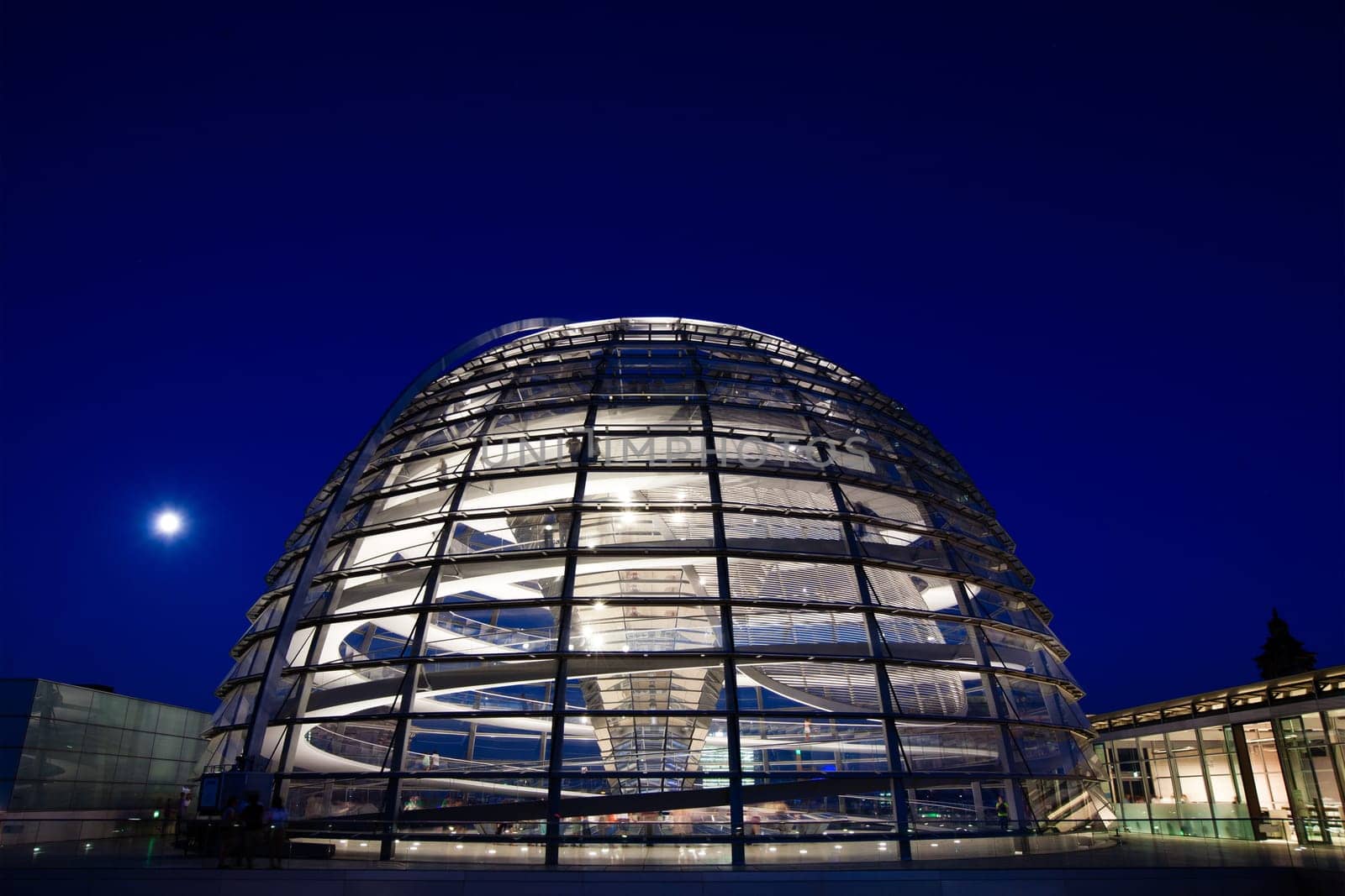 The glass dome of the Reichstag in Berlin, Germany.