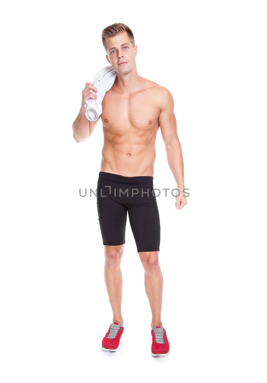 Fit young mam with a towel