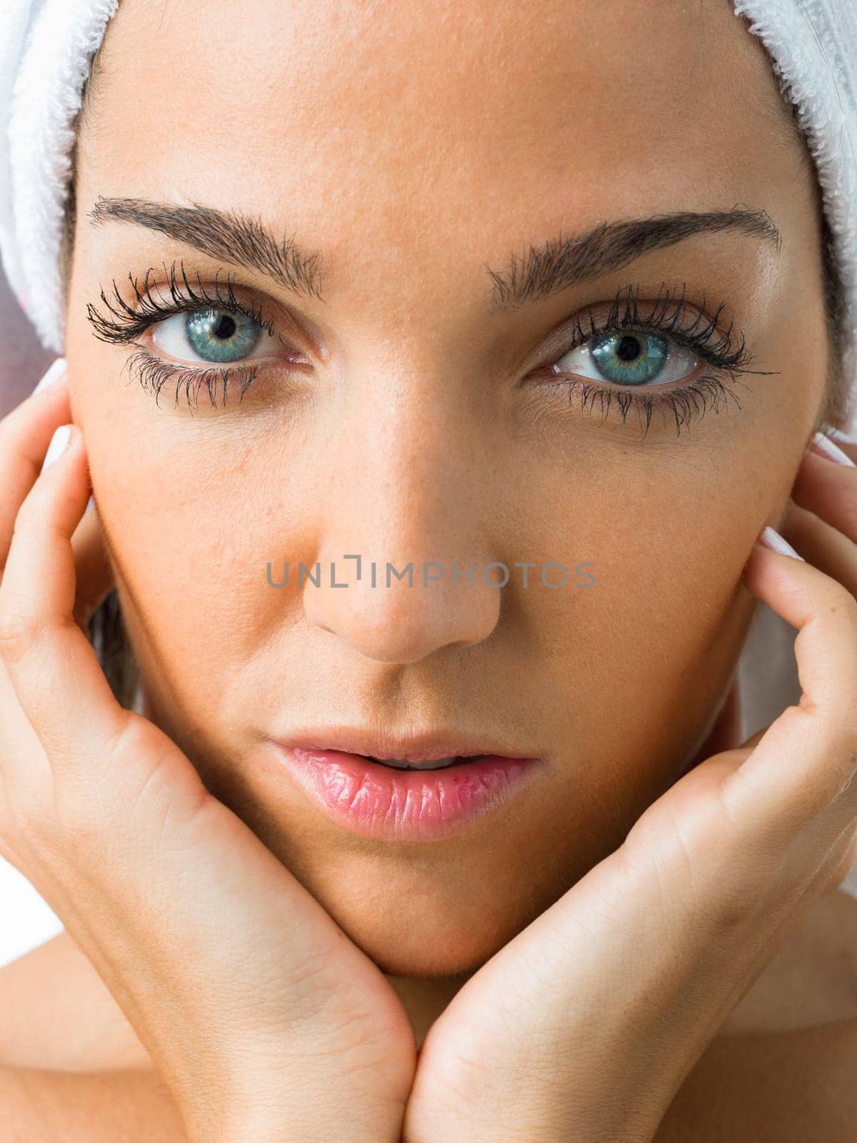 young real beautiful woman with amazing blue eyes