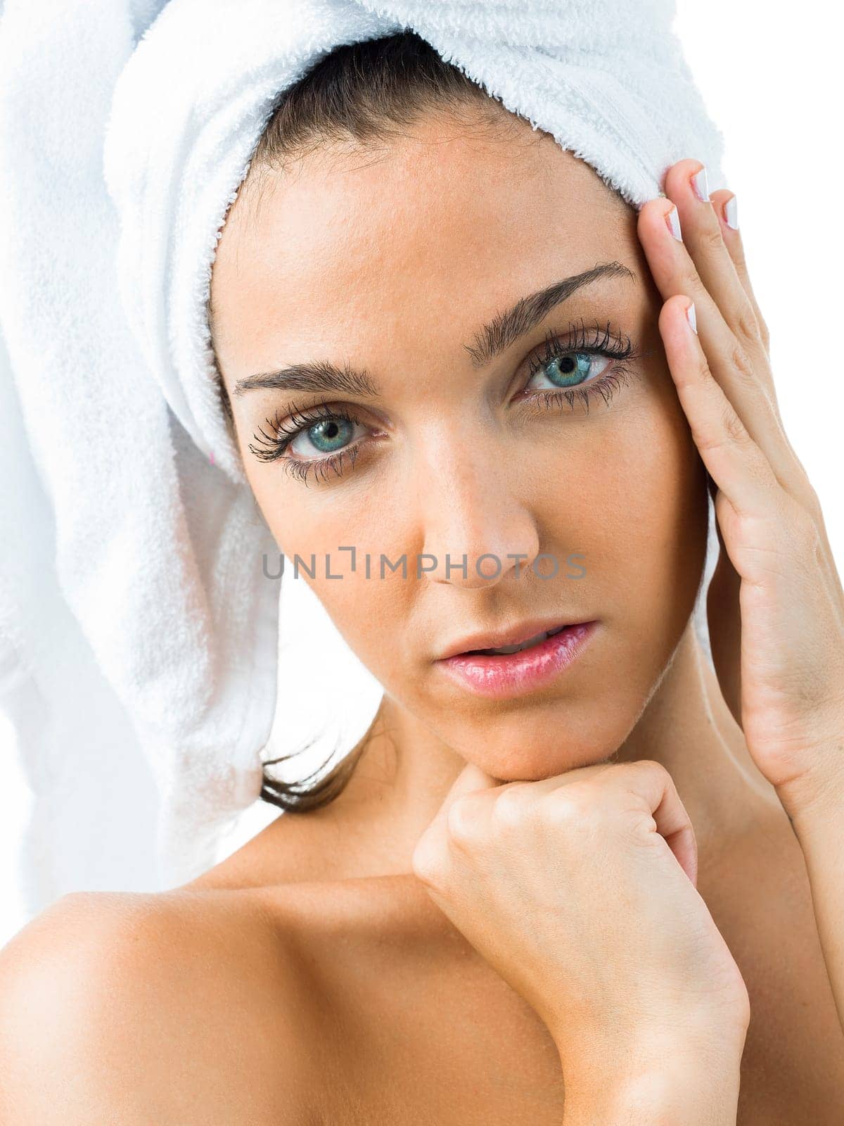 young real beautiful woman with amazing blue eyes