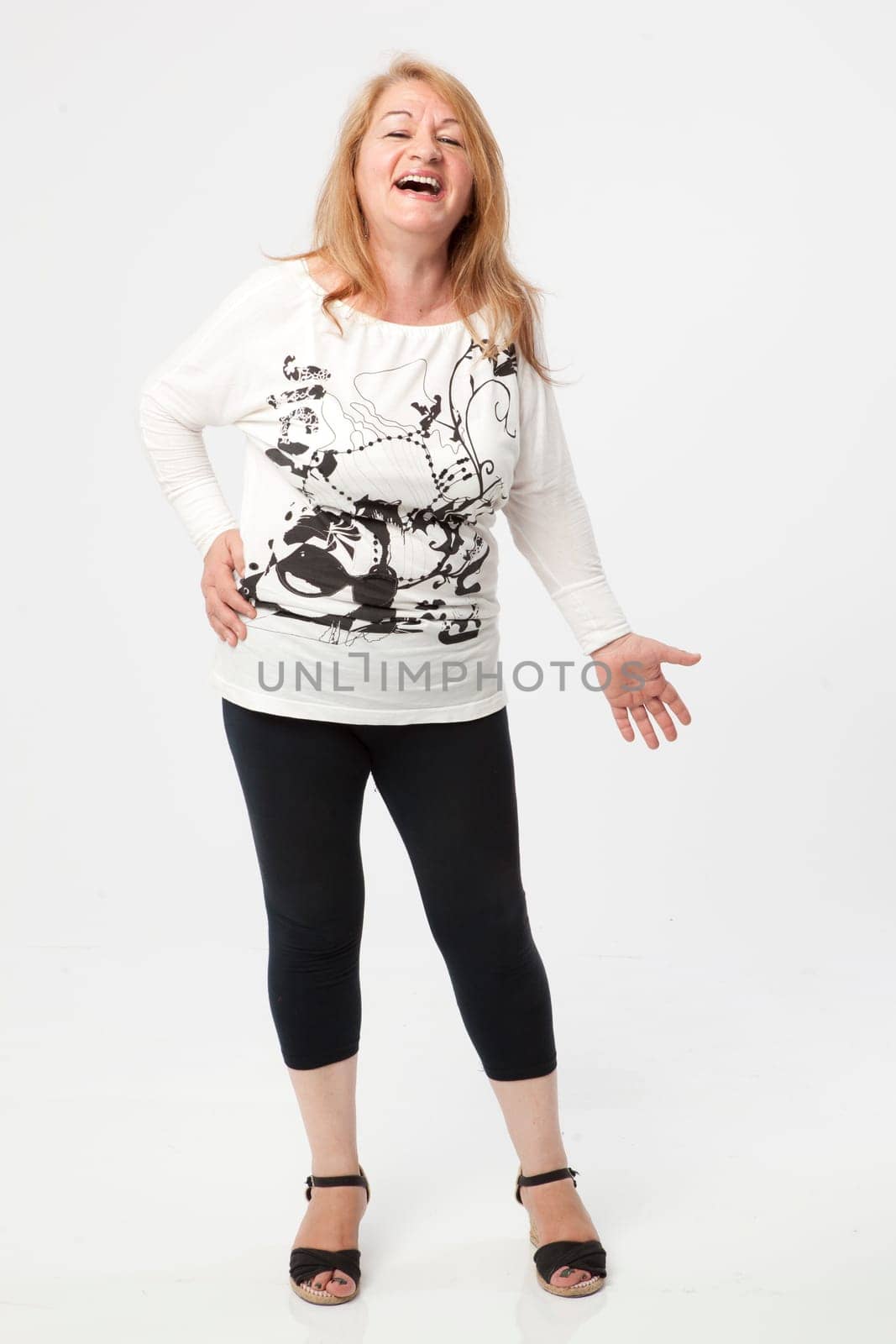 senior woman portait funny expression or performing
