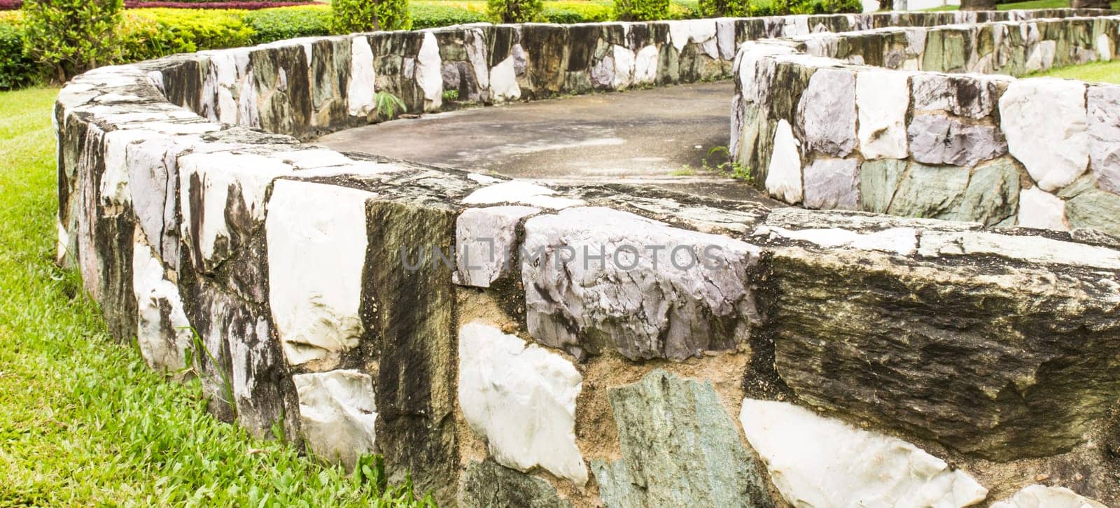 Retaining wall  in garden.