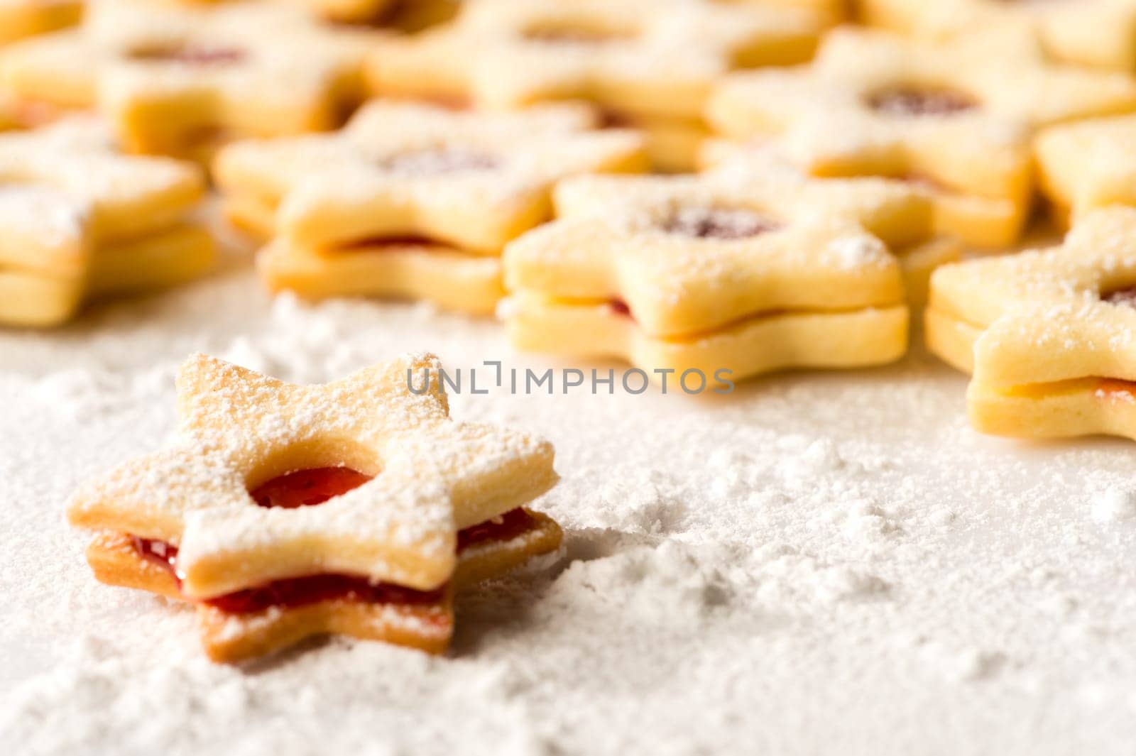 Christmas cookie stars fresh baked gingerbread powdered sugar