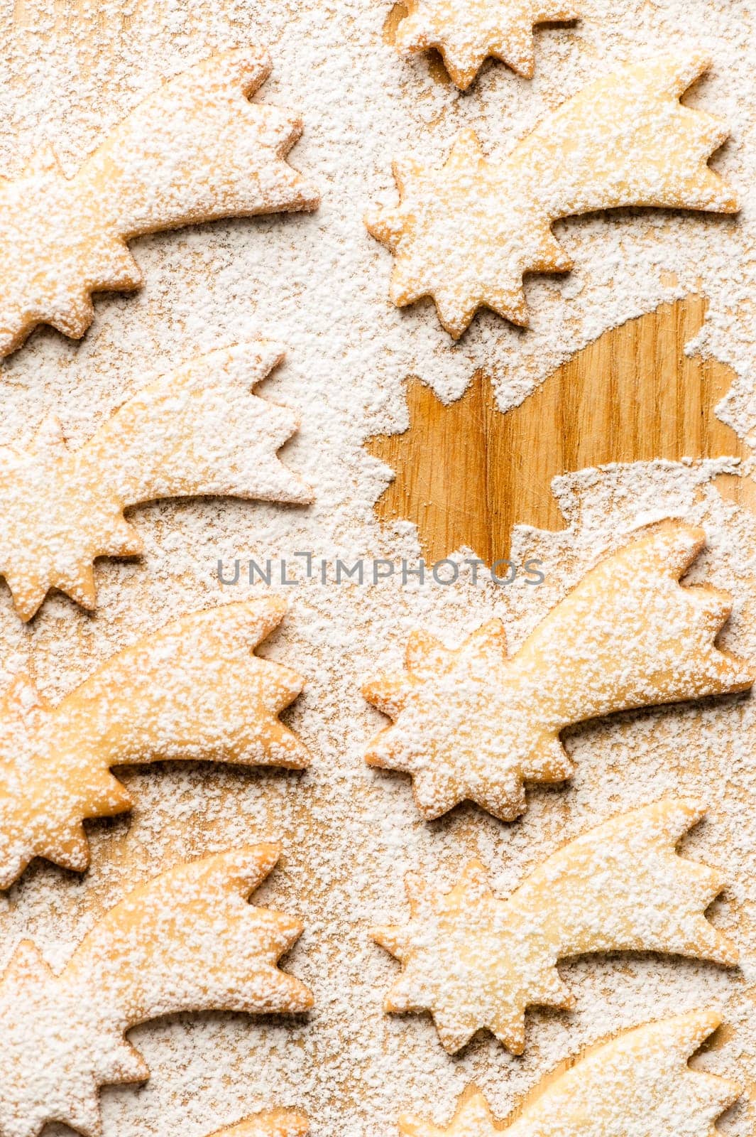Christmas sweets comet star with powdered sugar