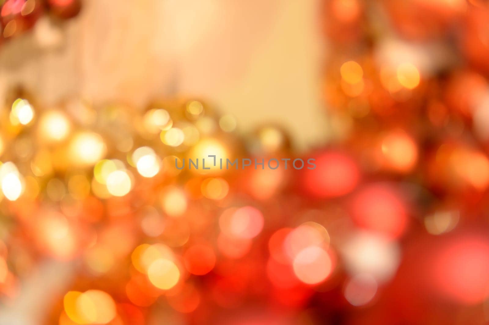 Blurred red and gold Christmas balls background