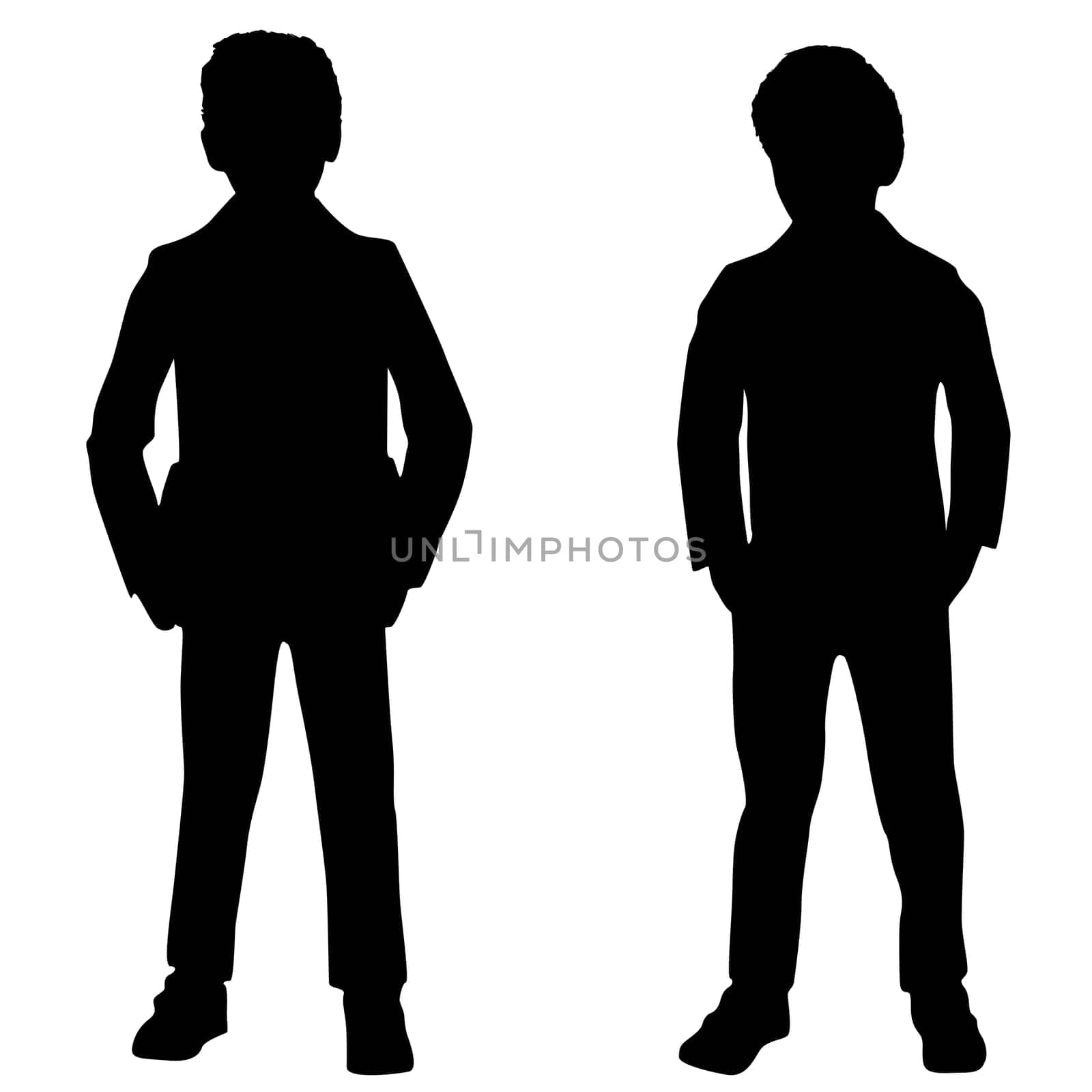 Silhouettes of two fashion boys