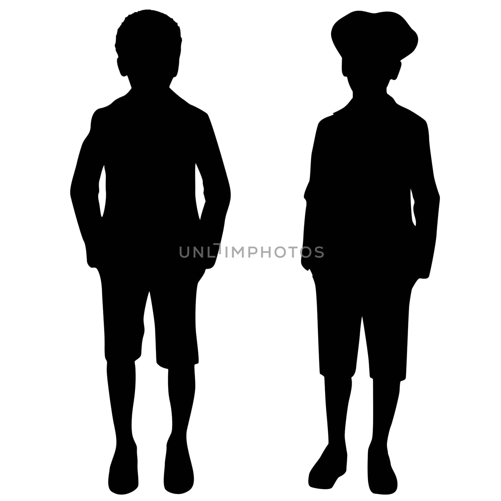 Silhouettes of two fashion boys