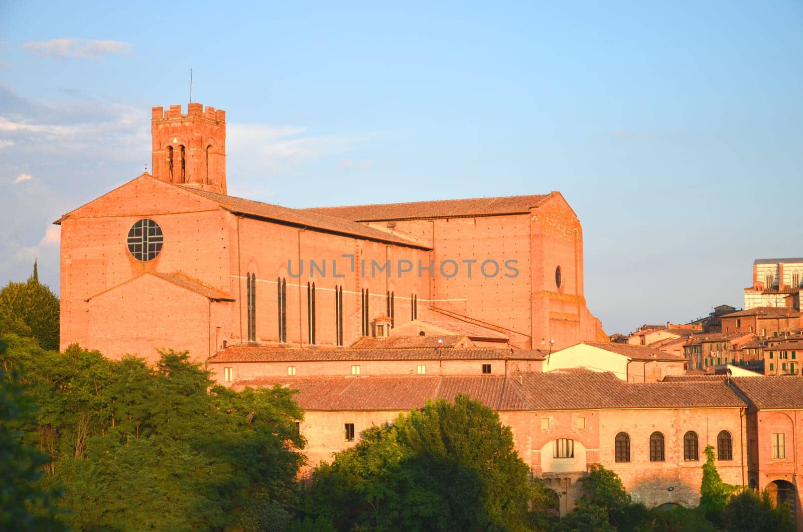 Gorgeous panorama of Siena at sunset in the summertime, Tuscany, Italy