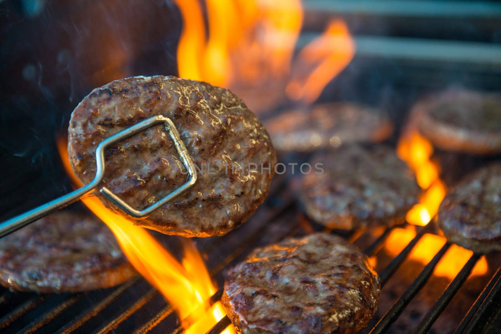 Hamburger Meat on Barbecue