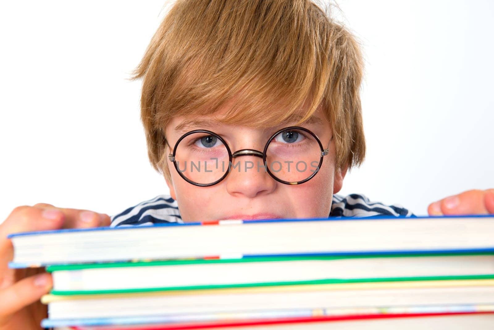 boy with his books