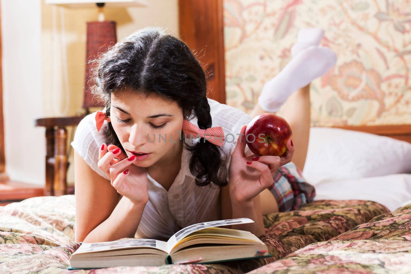 Woman in schoolgirl dress find some interesting place