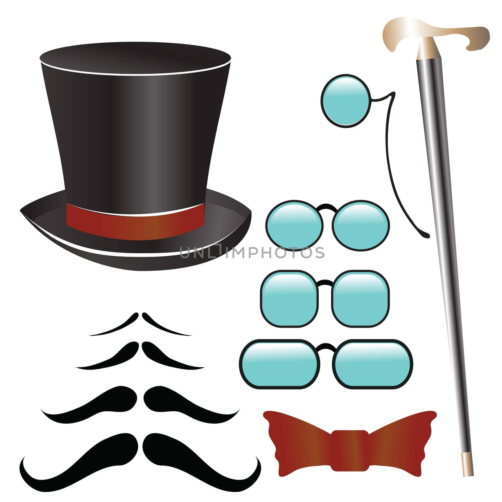 colorful illustration with mustaches and  retro accessories   for your design