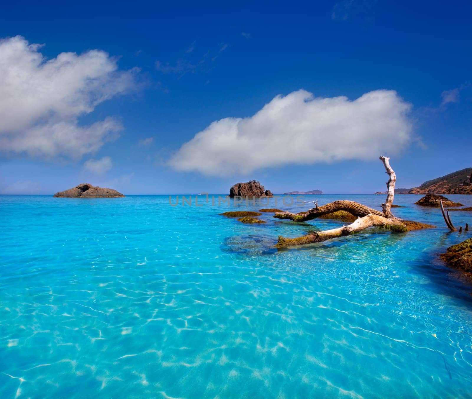 Ibiza Aigues Blanques Aguas Blancas Beach at Santa Eulalia Balearic Islands of spain