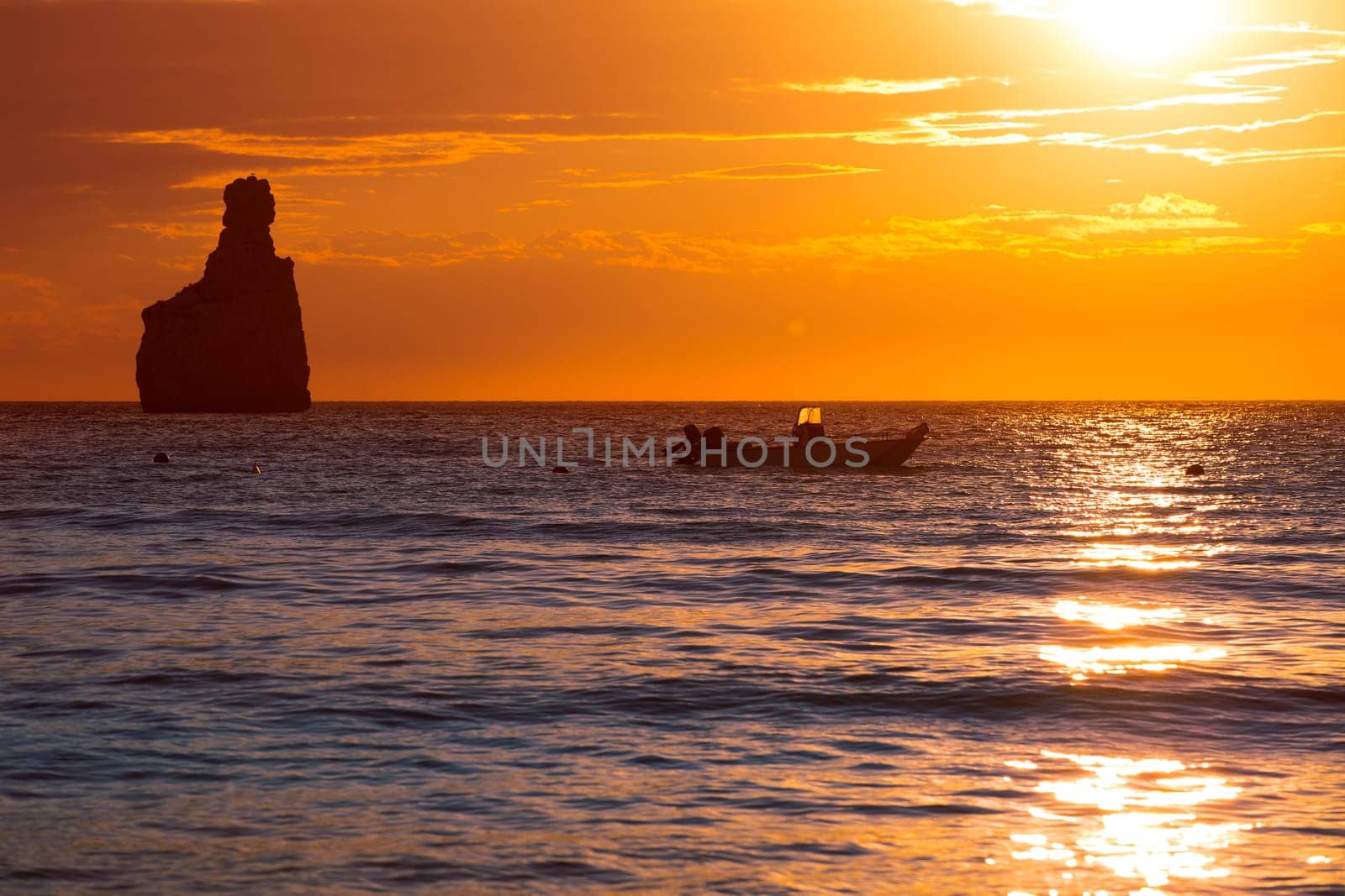 Ibiza Cala Benirras sunset beach in san Juan at Balearic Islands Spain