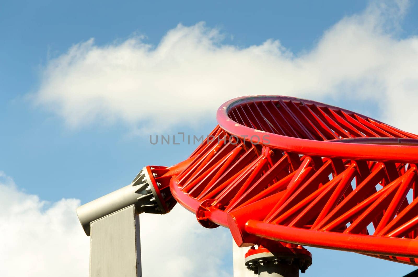 detail of the rails of a roller coaster