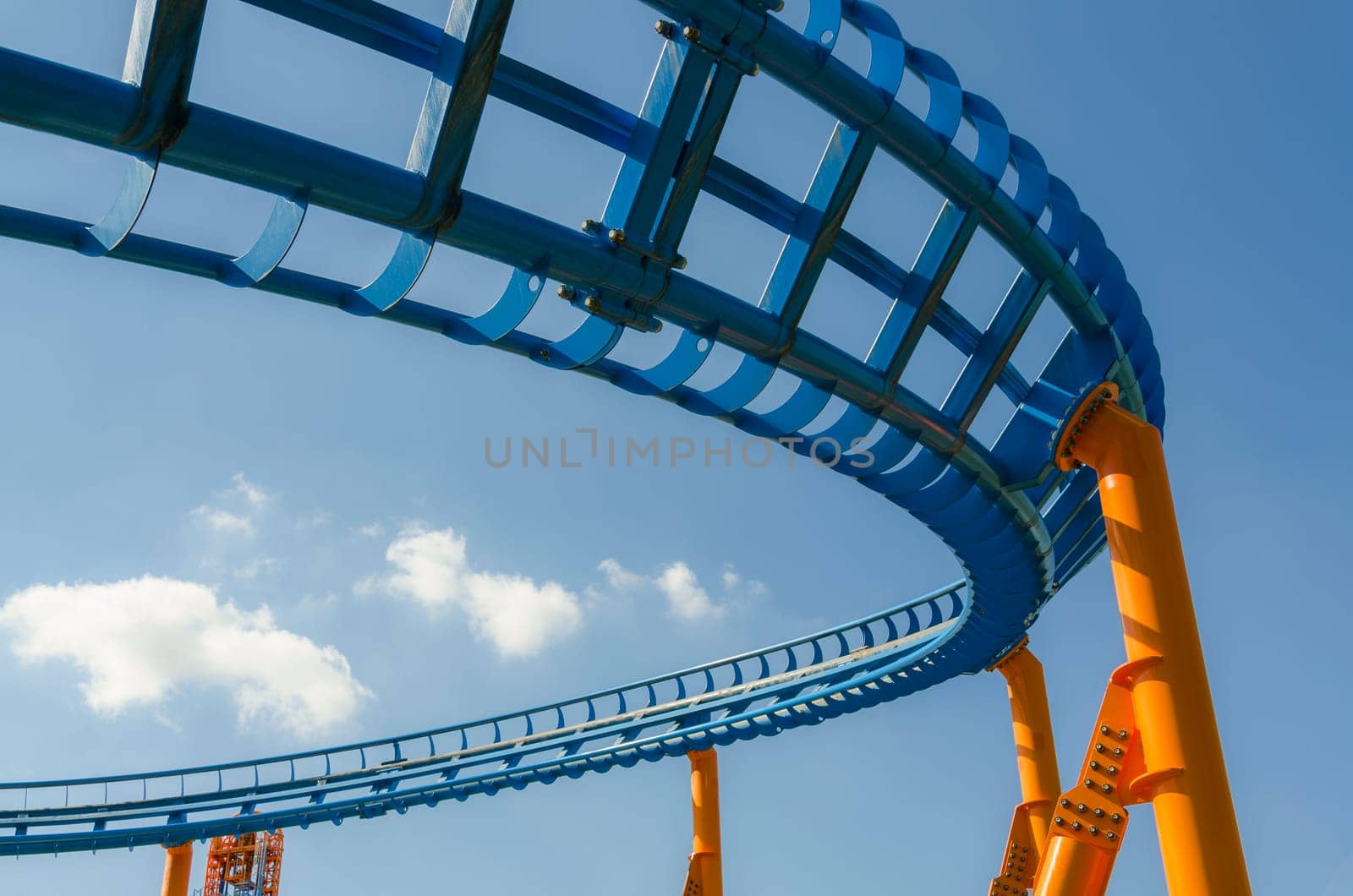 detail of the rails of a roller coaster