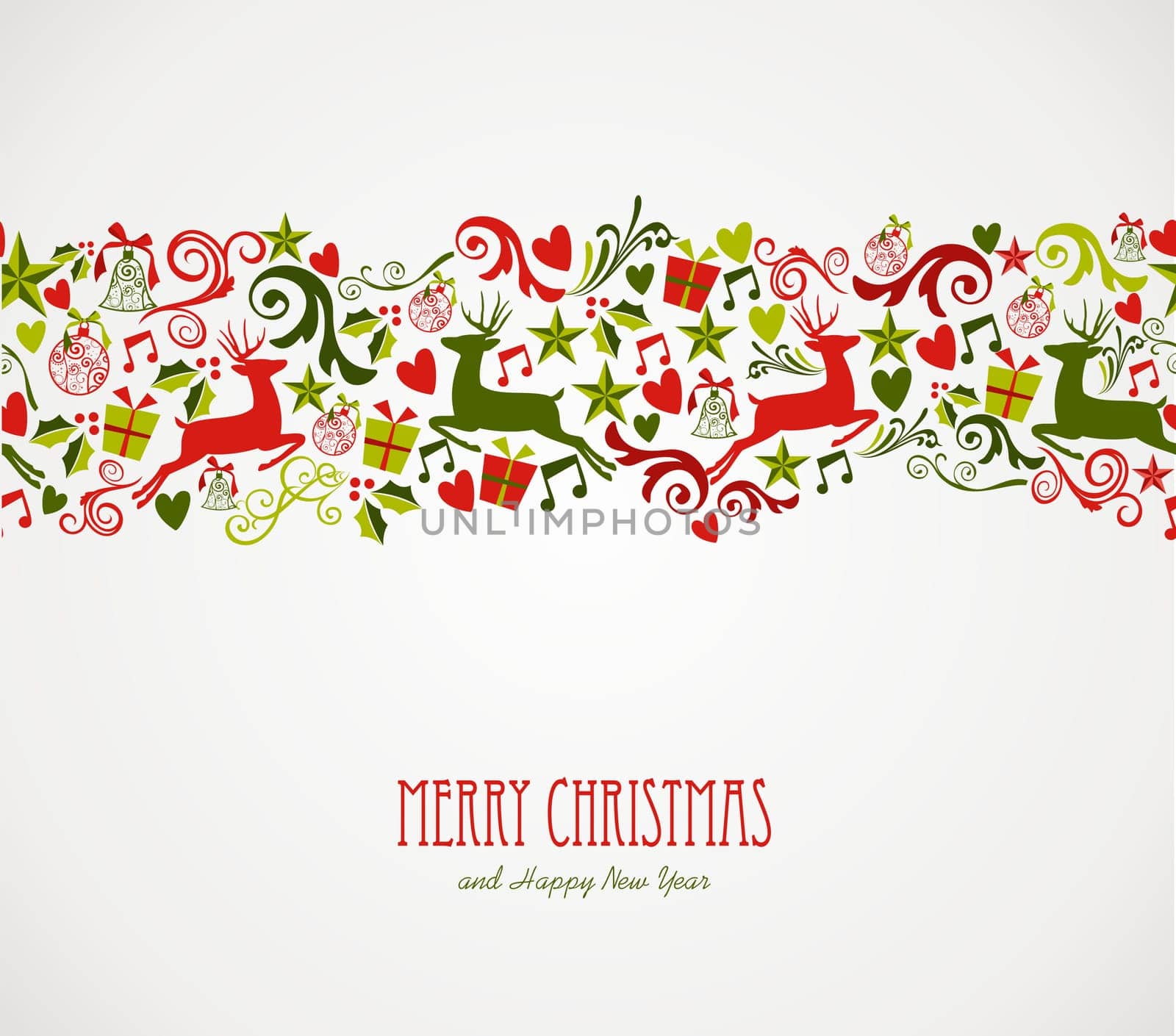Merry Christmas decorations elements seamless pattern border. Vector file organized in layers for easy editing..